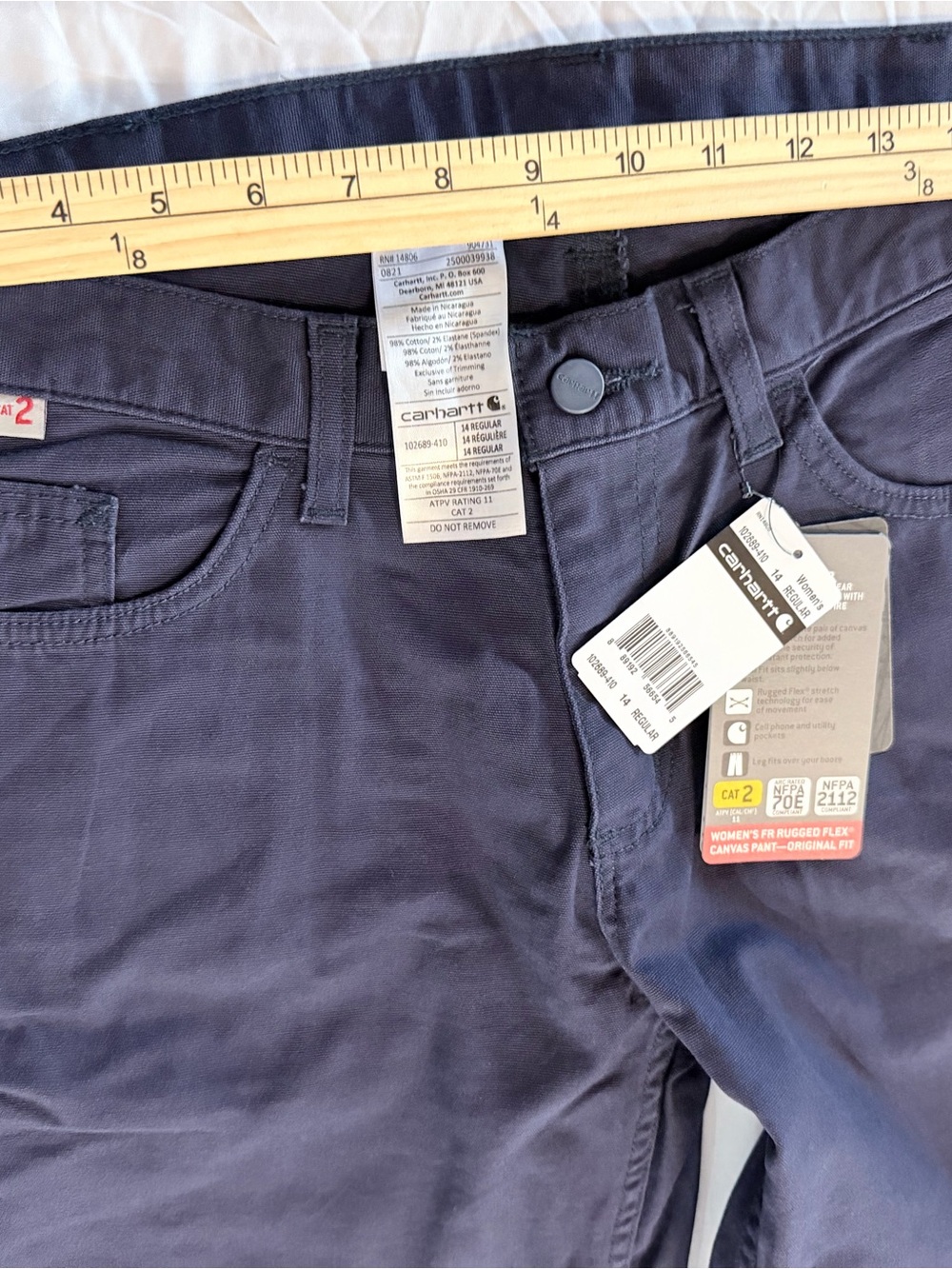 Carhartt Women’s FR Rugged Flex Canvas Cotton Blend Blue 102689-410 Size 14 NWT